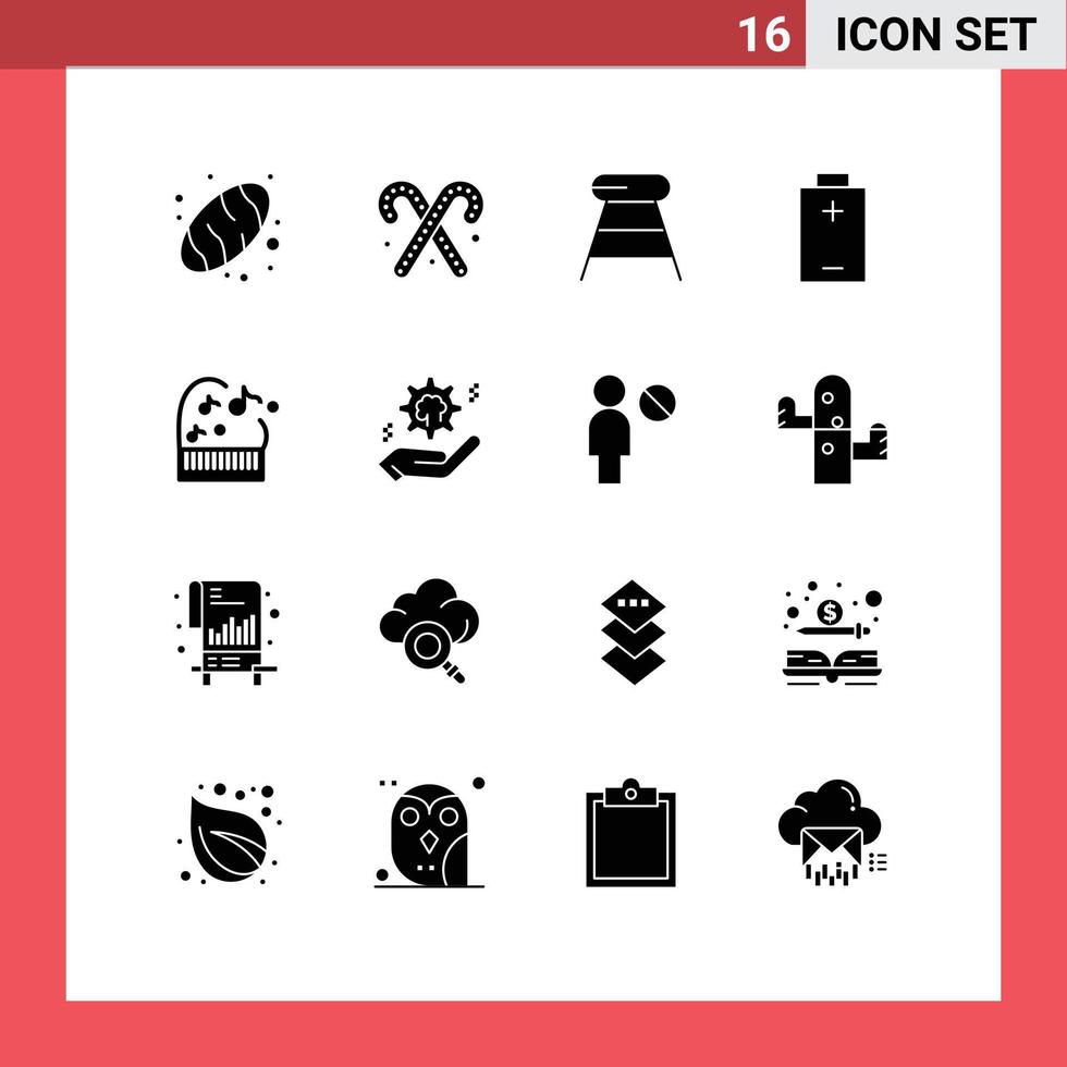 pack d'icônes vectorielles stock de 16 signes et symboles de ligne pour définir des éléments de conception vectoriels modifiables électriques d'éducation de boisson musicale vecteur