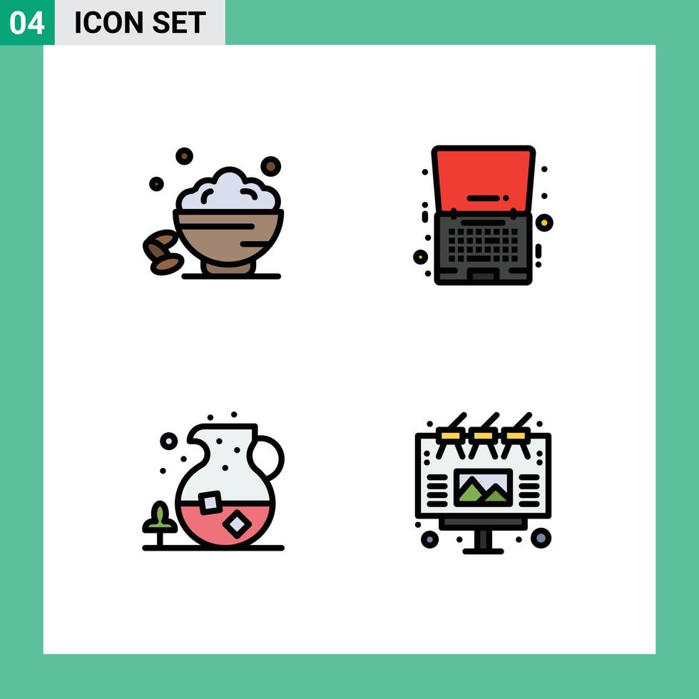 symboles d'icônes universels groupe de 4 couleurs plates modernes de plat offrent des éléments de conception vectoriels modifiables de thé à prix réduit vecteur