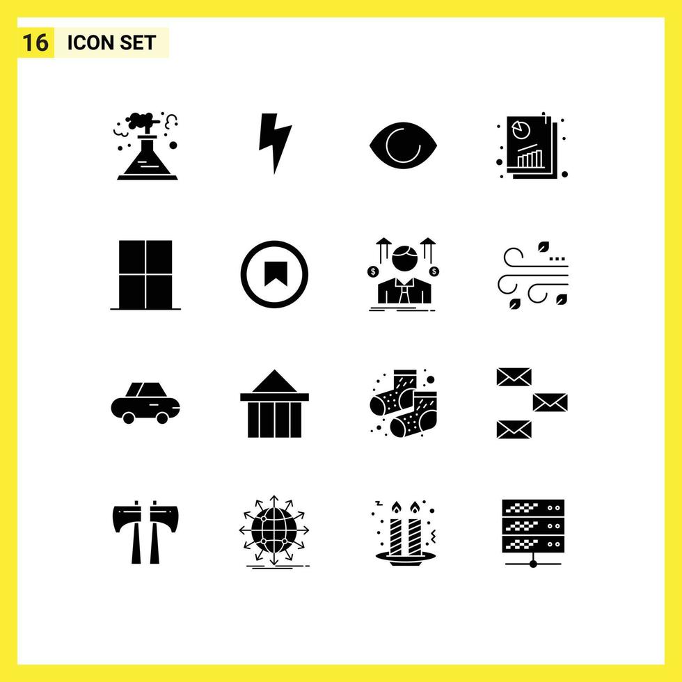 ensemble de 16 symboles d'icônes d'interface utilisateur modernes signes pour le rapport de référencement à la maison rapport d'analyse de référencement de visage éléments de conception vectoriels modifiables vecteur