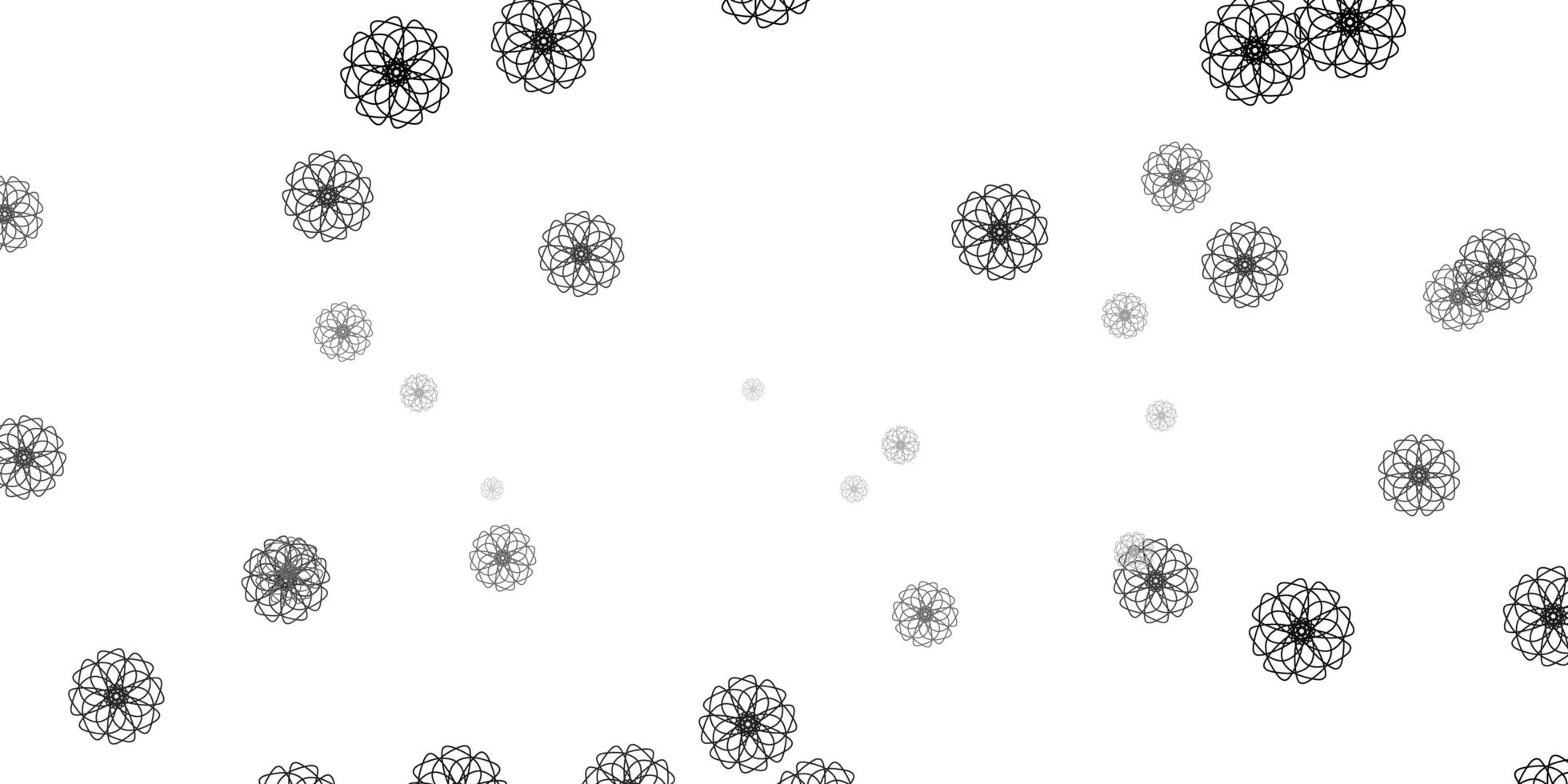 texture de doodle vecteur gris clair avec des fleurs.