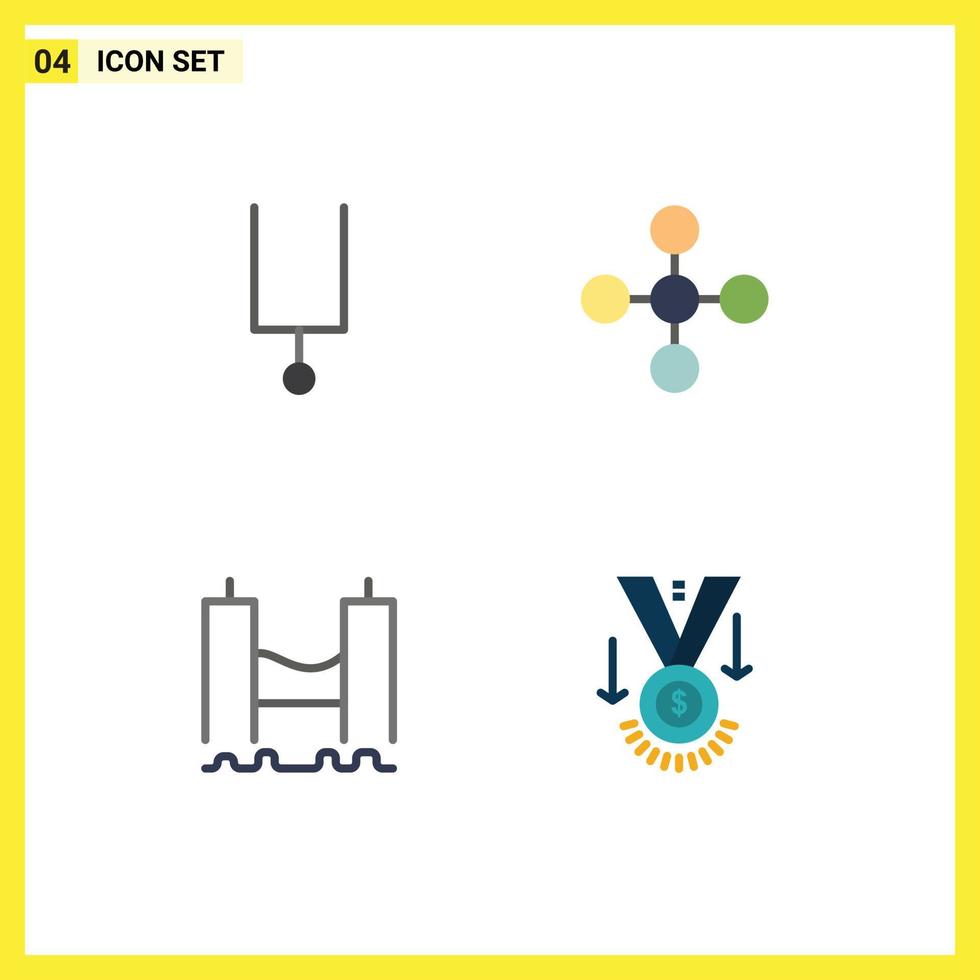 ensemble moderne de 4 icônes plates pictogramme d'instrument harbour central share rivière éléments de conception vectoriels modifiables vecteur