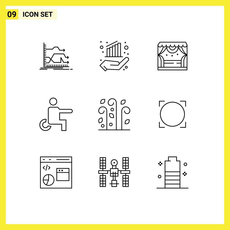 9 contours vectoriels thématiques et symboles modifiables d'éléments de conception vectoriels modifiables de théâtre handicapé à la main vecteur