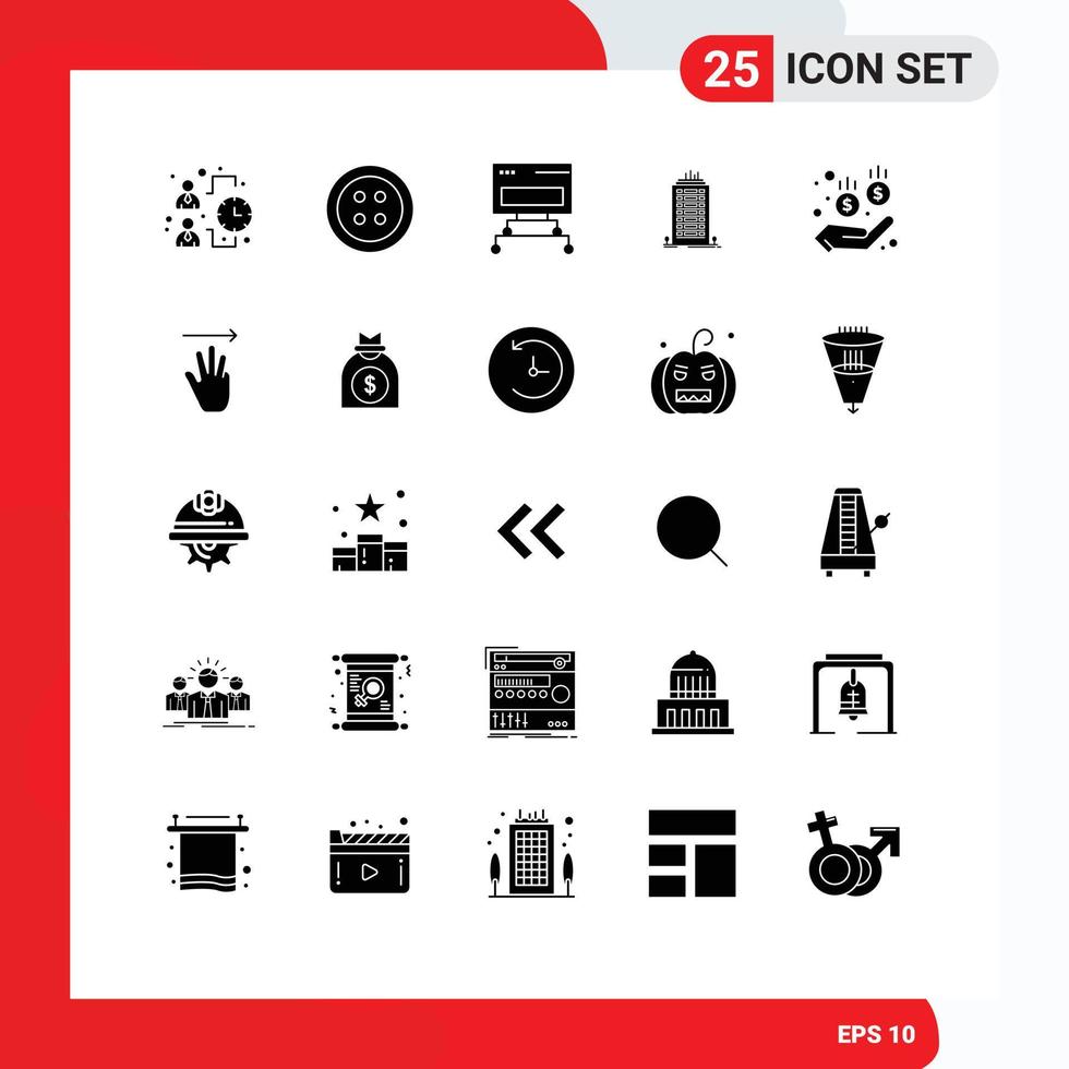 ensemble de 25 symboles d'icônes d'interface utilisateur modernes signes pour l'argent connexion médicale tour bureau éléments de conception vectoriels modifiables vecteur