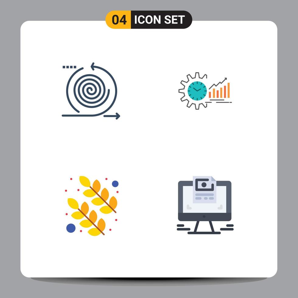 pack de 4 icônes plates créatives d'éléments de conception vectoriels modifiables de tendances d'analyse de gestion de calendrier d'entreprise vecteur