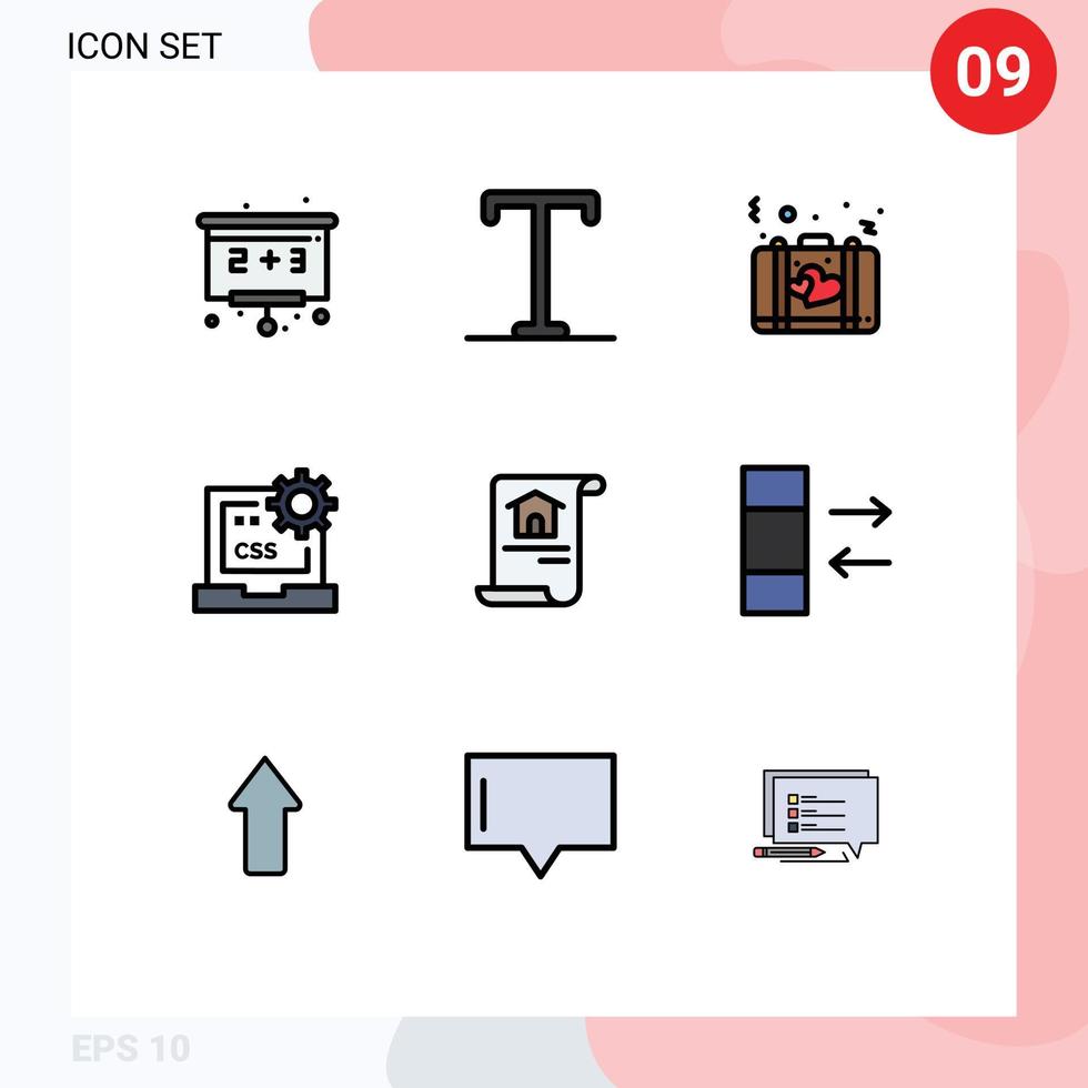 pack d'icônes vectorielles stock de 9 signes et symboles de ligne pour le développement de documents amour développer codage éléments de conception vectoriels modifiables vecteur