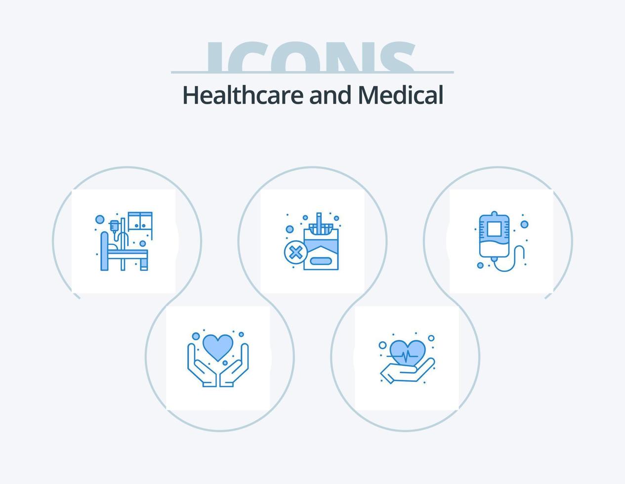 pack d'icônes bleu médical 5 conception d'icônes. don. du sang. hôpital. cigarette. non vecteur