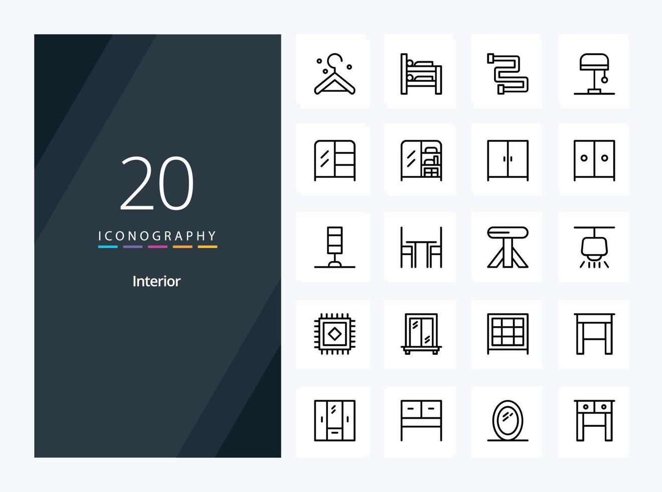 20 icône de contour intérieur pour la présentation vecteur