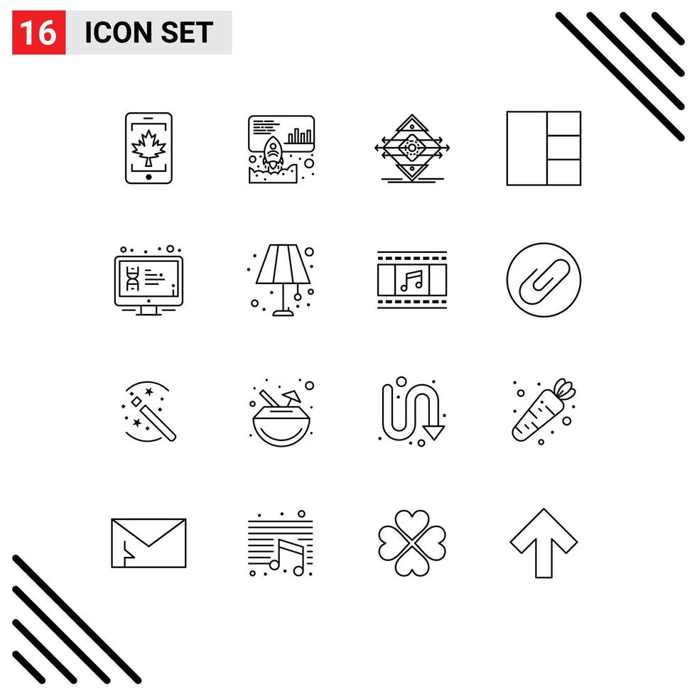 16 icônes créatives signes et symboles modernes d'affichage lcd trafic mise en page sécurité éléments de conception vectoriels modifiables vecteur