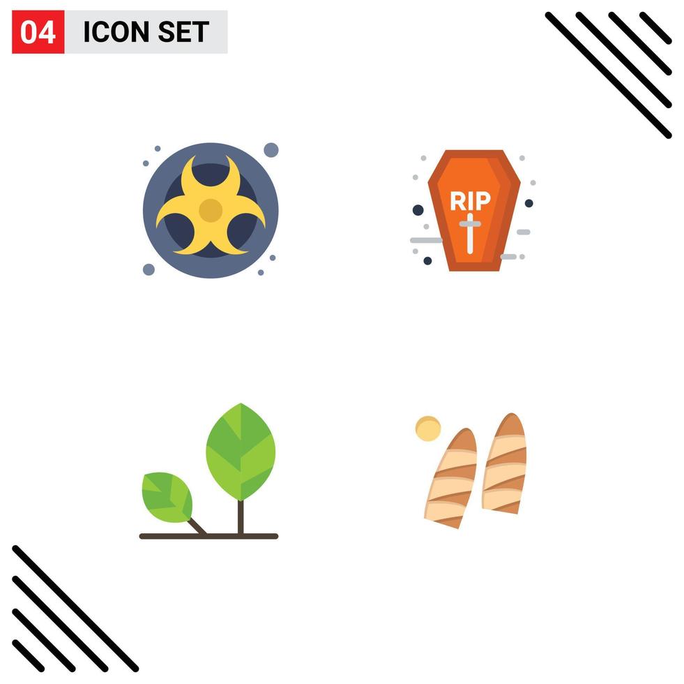 symboles d'icônes universelles groupe de 4 icônes plates modernes d'éléments de conception vectoriels modifiables de feuilles de vacances éco déchets de gaz vecteur