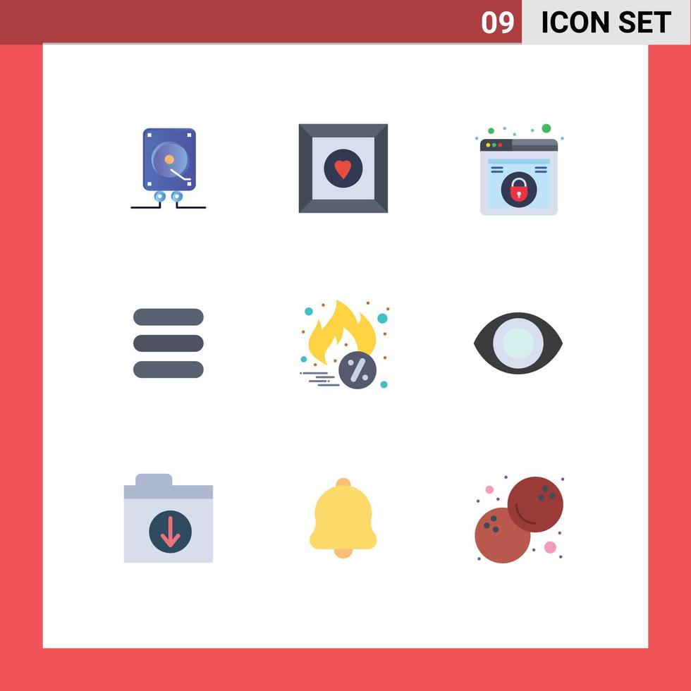 ensemble de 9 symboles d'icônes d'interface utilisateur modernes signes pour les yeux cyber lundi verrouiller la tâche de vente chaude éléments de conception vectoriels modifiables vecteur
