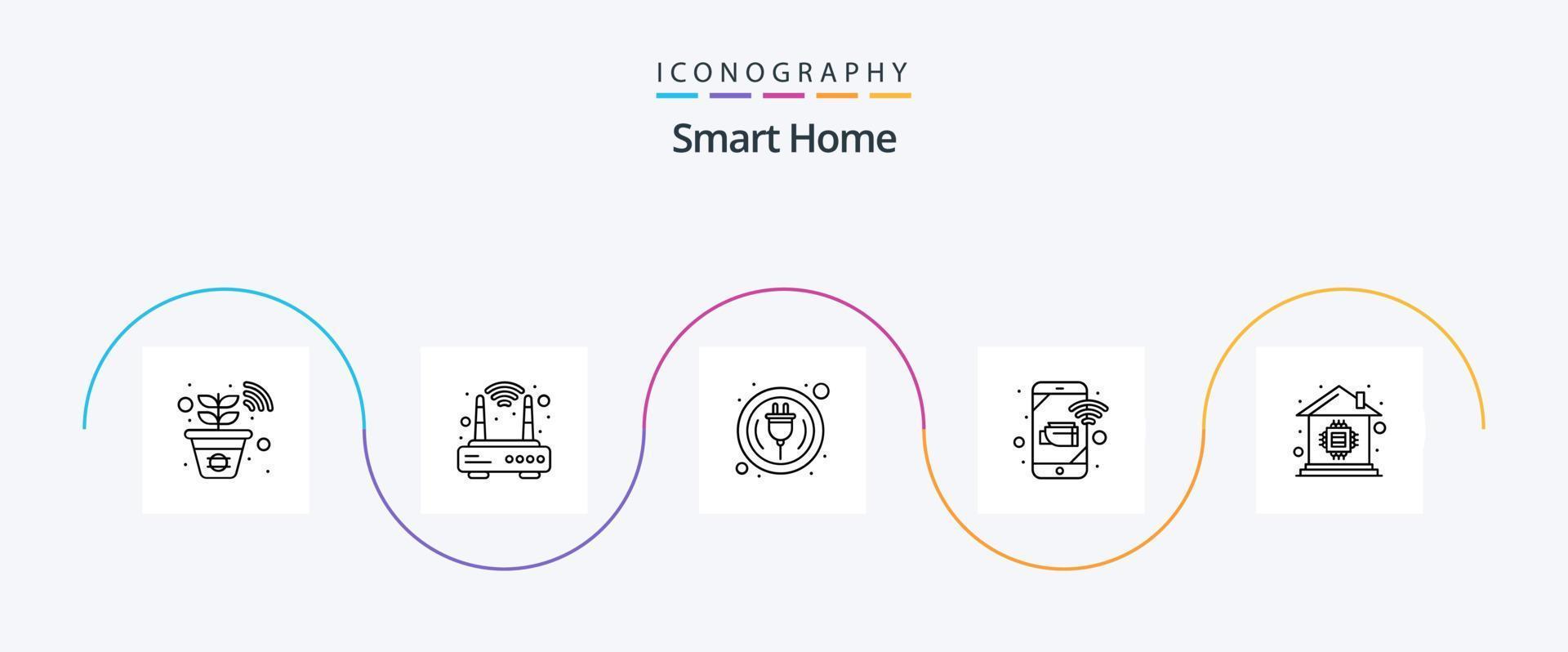 pack d'icônes smart home line 5 comprenant la maison. ébrécher. intelligent. Sécurité. surveillance vecteur