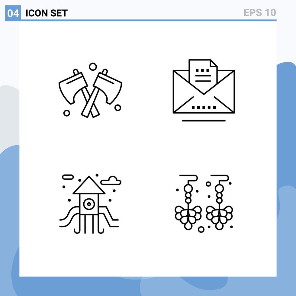 interface utilisateur pack de 4 couleurs plates de base remplies de hache jouer au sol copie lettre boucles d'oreilles éléments de conception vectoriels modifiables vecteur