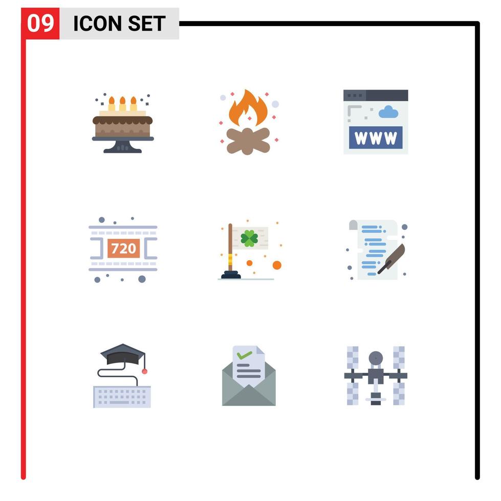 pack d'icônes vectorielles stock de 9 signes et symboles de ligne pour les communications vidéo du jour du drapeau éléments de conception vectoriels modifiables vecteur