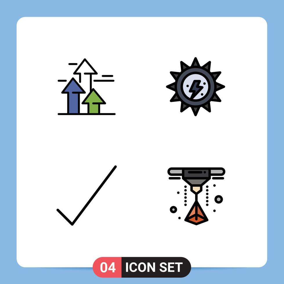 ensemble de 4 couleurs plates vectorielles remplies sur la grille pour les flèches vérifier l'écologie vers l'avant cocher les éléments de conception vectoriels modifiables vecteur