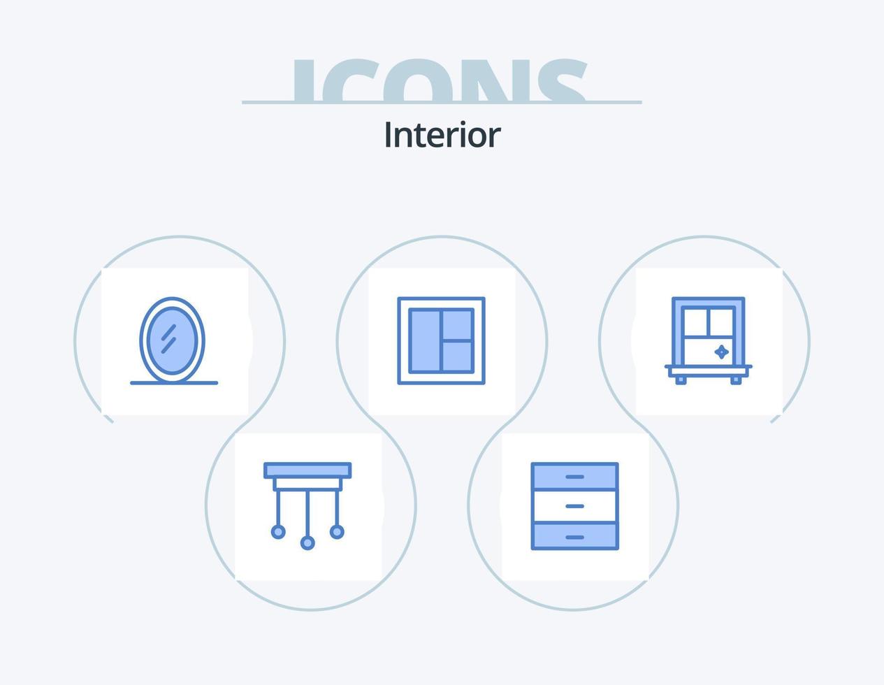 pack d'icônes bleu intérieur 5 conception d'icônes. . la fenêtre. intérieur. en bois. intérieur vecteur