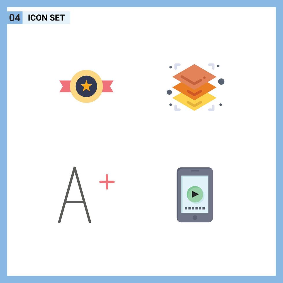 groupe de 4 icônes plates modernes définies pour l'impression d'étoiles de téléphone de récompense jouer des éléments de conception vectoriels modifiables vecteur