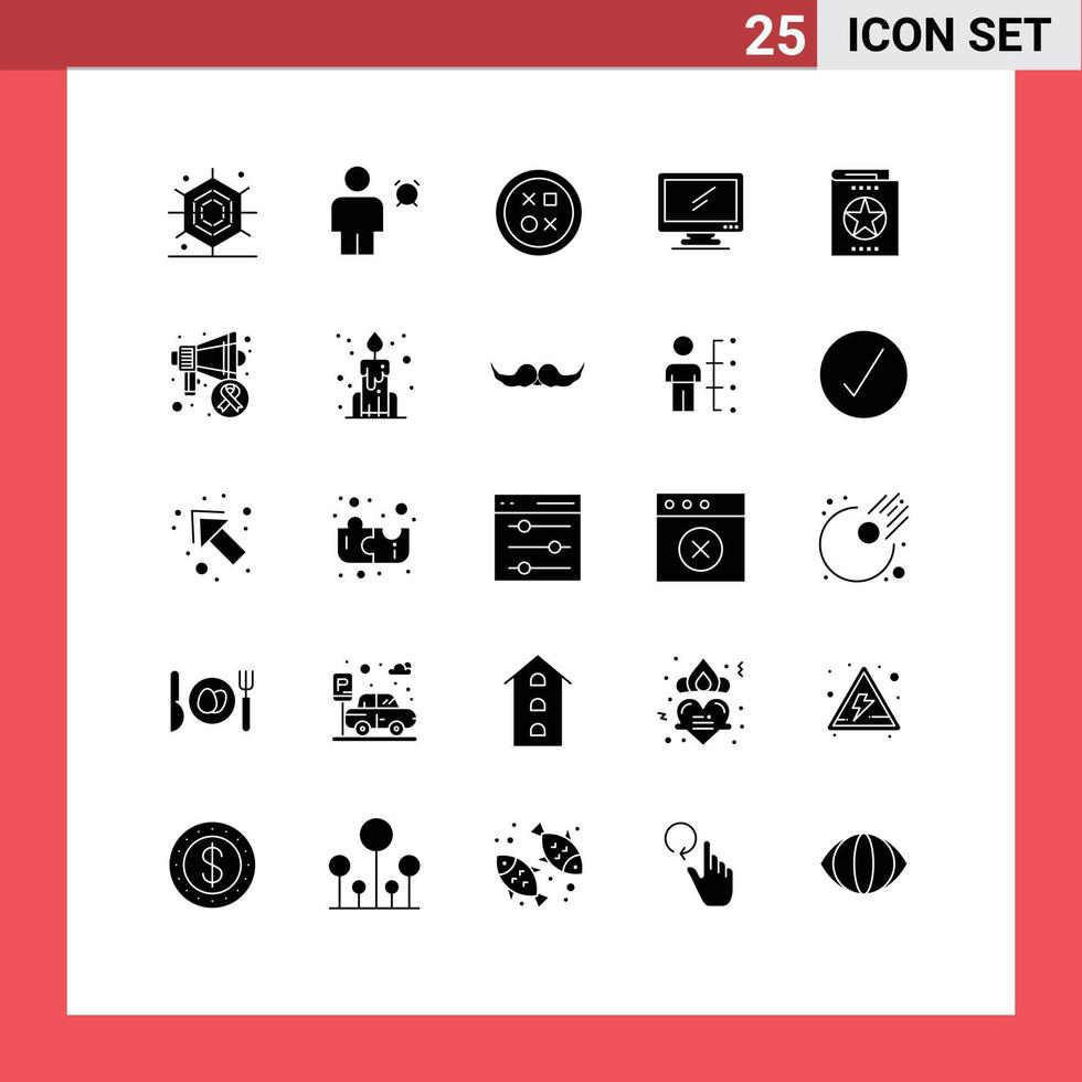 25 icônes créatives signes et symboles modernes de l'appareil pc éléments de conception vectoriels modifiables en forme de moniteur croisé vecteur