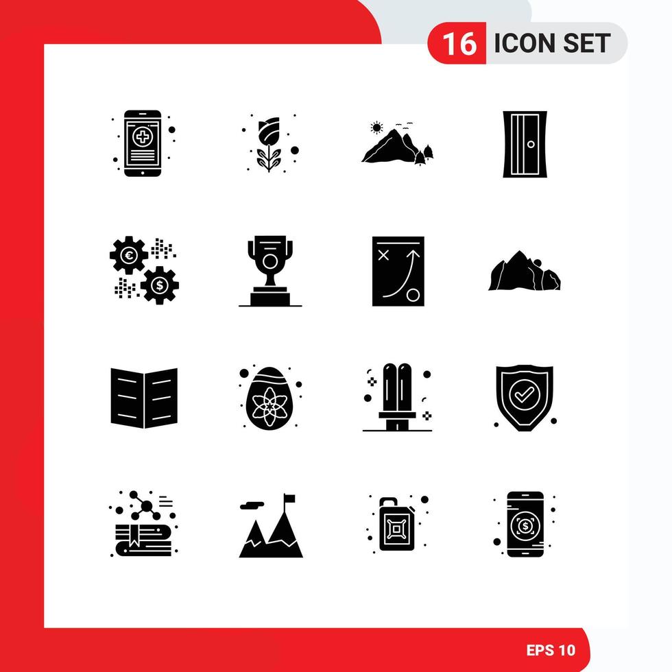 pack d'icônes vectorielles stock de 16 signes et symboles de ligne pour l'argent outil montagne aiguiseur scène éléments de conception vectoriels modifiables vecteur
