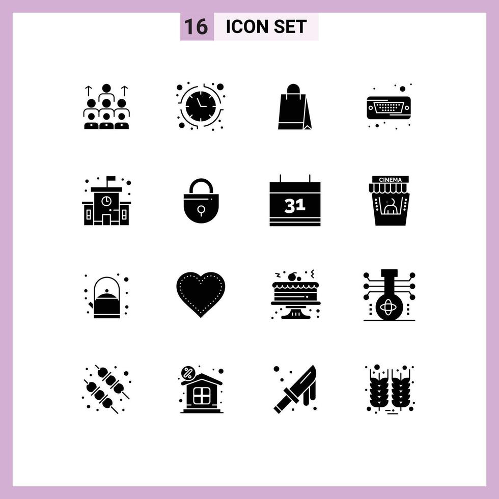 16 icônes créatives signes et symboles modernes d'éléments de conception vectoriels modifiables de sac à provisions bancaire difficile à acheter vecteur