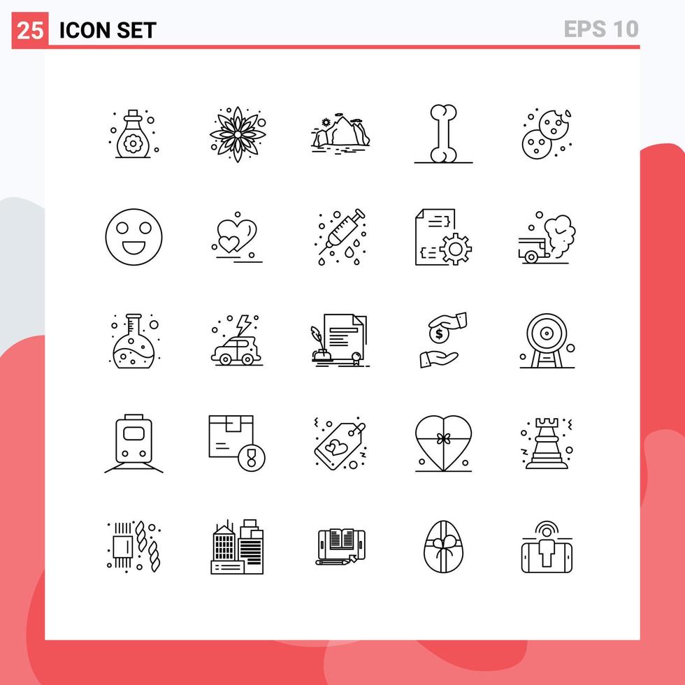 concept de 25 lignes pour les sites Web mobiles et les applications food cookie hill bake bone éléments de conception vectoriels modifiables vecteur
