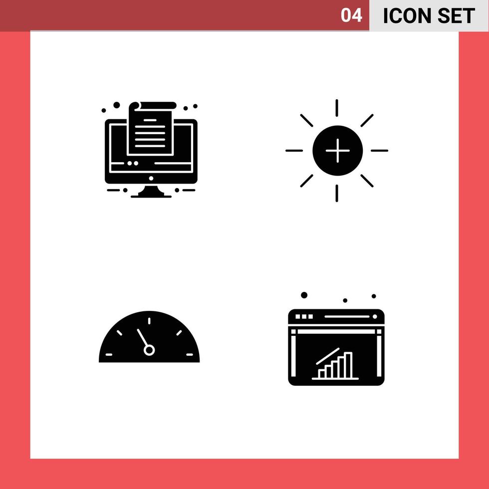ensemble de 4 symboles d'icônes d'interface utilisateur modernes signes pour la vitesse de l'ordinateur luminosité utilisateur graphique éléments de conception vectoriels modifiables vecteur