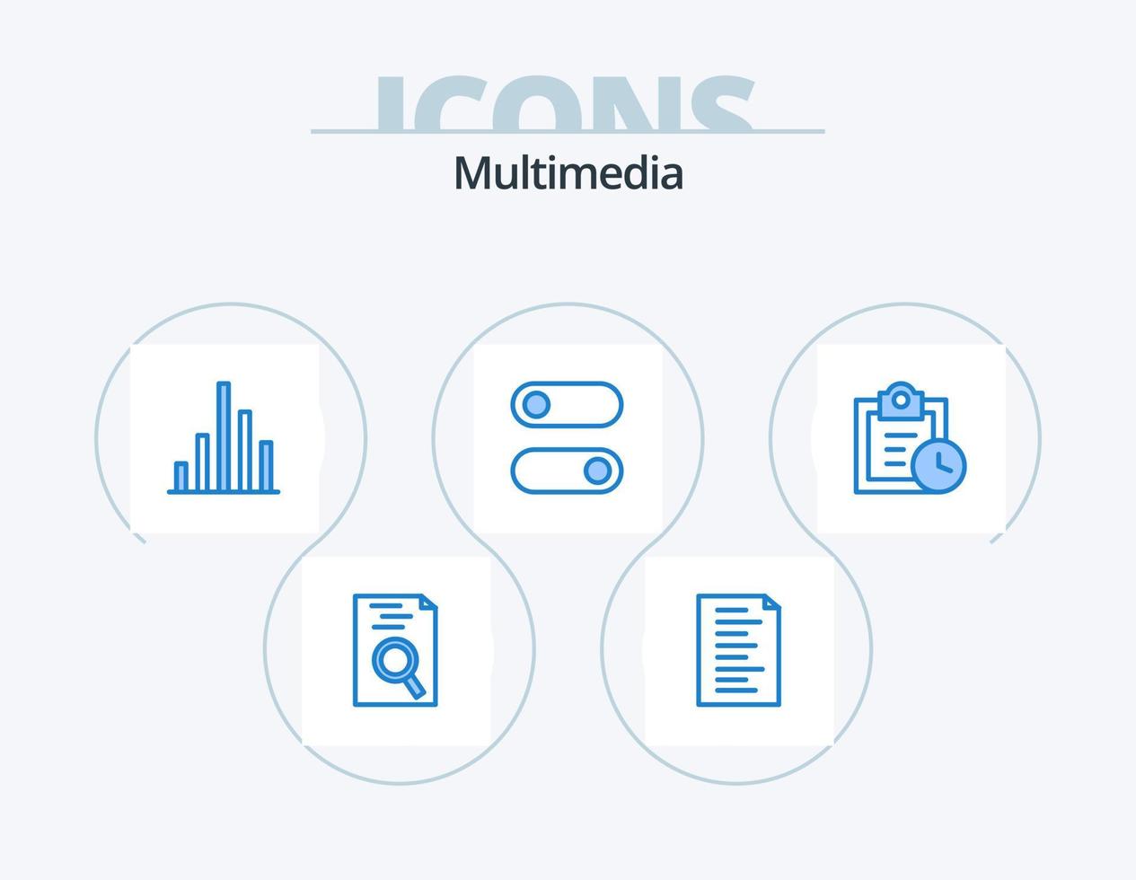 pack d'icônes bleu multimédia 5 conception d'icônes. . . inspecter. faire. date limite vecteur