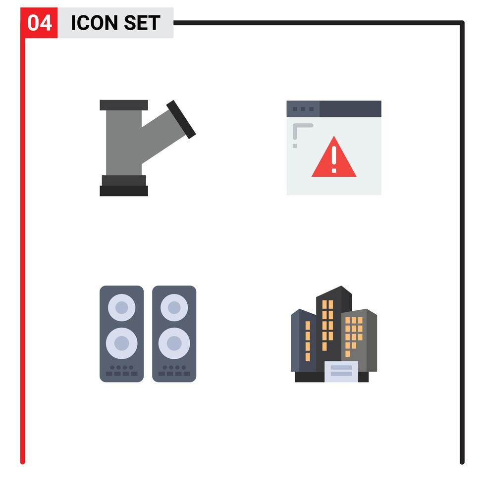 ensemble moderne de 4 icônes plates pictogramme d'éléments de conception vectoriels modifiables de haut-parleur web d'eau de divertissement de tuyau vecteur