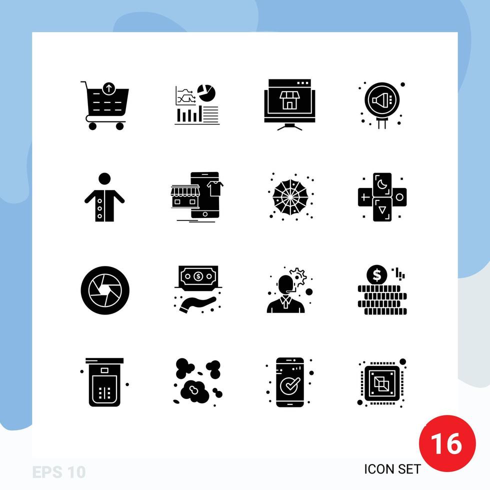 pack de 16 glyphes solides créatifs d'éléments de conception vectoriels éditables marketing relation moine marketing gestion publique vecteur