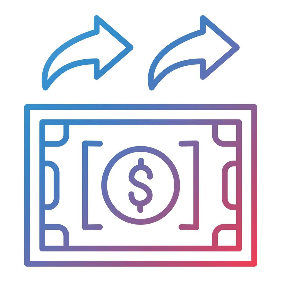 icône de dégradé de ligne de flux de trésorerie vecteur