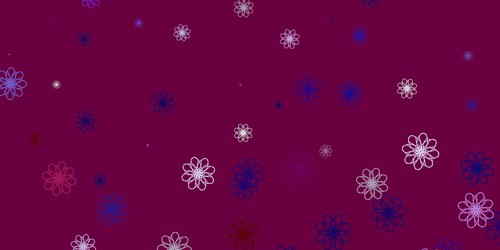 modèle de doodle de vecteur rose clair, bleu avec des fleurs.