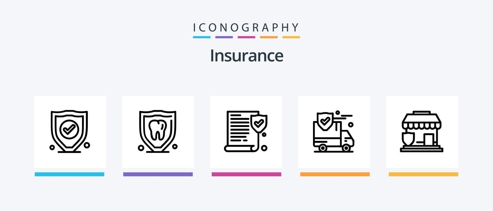 pack d'icônes ligne d'assurance 5 comprenant. Sécurité. protection. Assurance. politique. conception d'icônes créatives vecteur