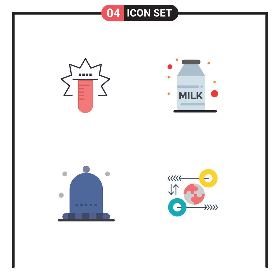 interface mobile icône plate ensemble de 4 pictogrammes d'éléments de conception vectoriels modifiables de puzzle de lait de laboratoire de thanksgiving de tube vecteur