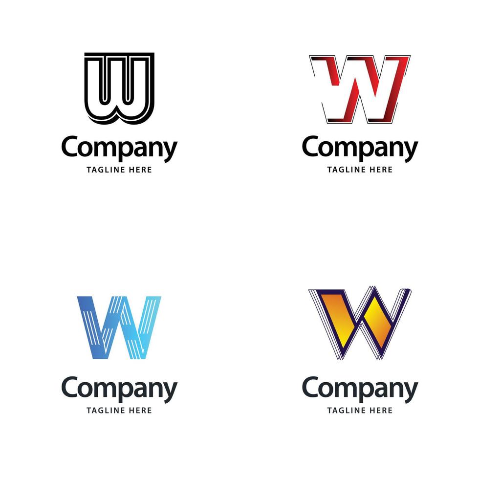 lettre w grand logo pack design création de logos modernes créatifs pour votre entreprise vecteur