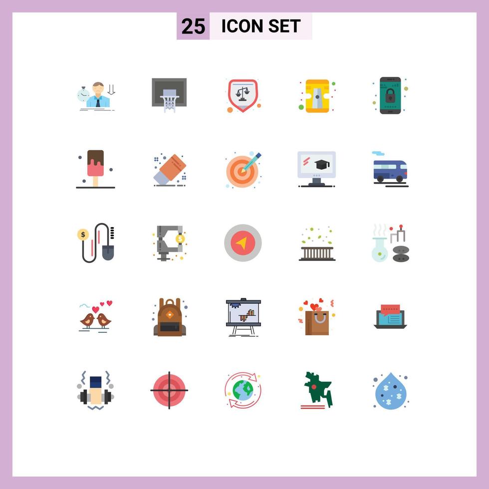 symboles d'icônes universelles groupe de 25 couleurs plates modernes d'éléments de conception vectoriels modifiables vecteur