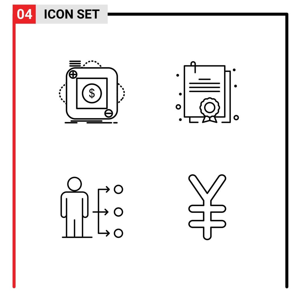 pack de 4 signes et symboles de couleurs plates modernes pour les supports d'impression Web tels que le degré d'application de lien d'achat éléments de conception vectoriels modifiables par l'utilisateur vecteur