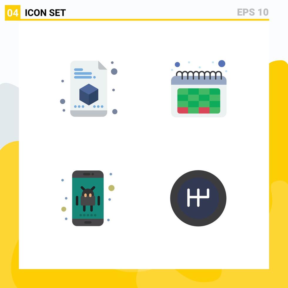 symboles d'icônes universelles groupe de 4 icônes plates modernes d'éléments de conception vectoriels modifiables de calendrier de téléphone d'imprimante mécanique android vecteur