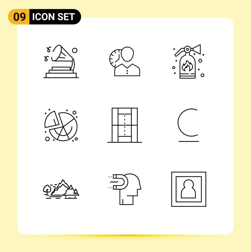 ensemble de 9 contours vectoriels sur la grille pour les statistiques graphique extincteur de sécurité éléments de conception vectoriels modifiables vecteur