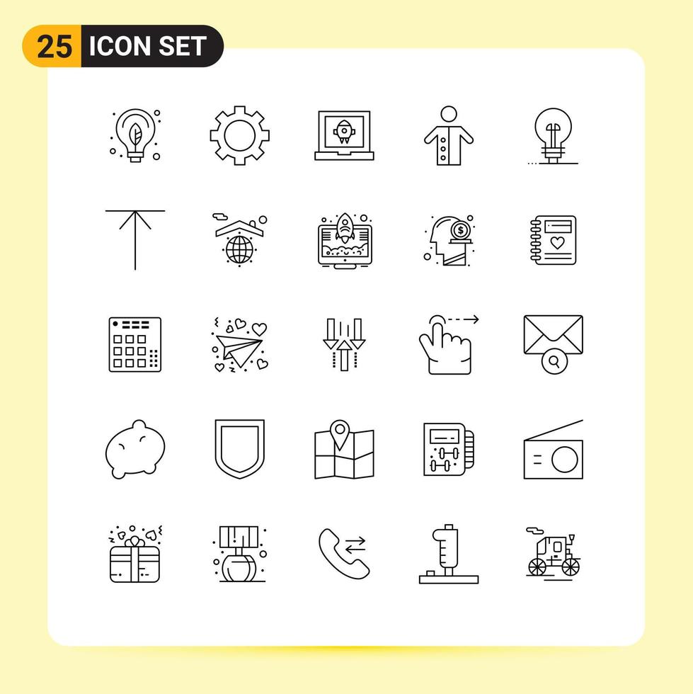 pictogramme ensemble de 25 lignes simples d'affaires prédicateur app personnes moine éléments de conception vectoriels modifiables vecteur