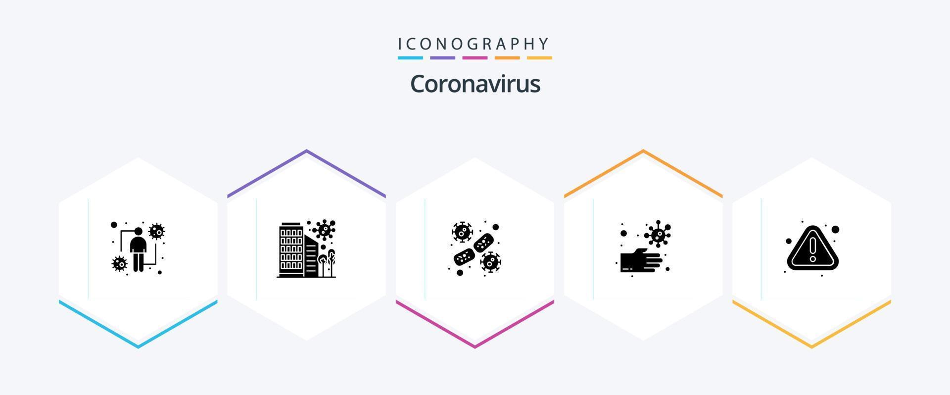 pack d'icônes de glyphes coronavirus 25, y compris malsain. sale. protection. bactéries. virus vecteur