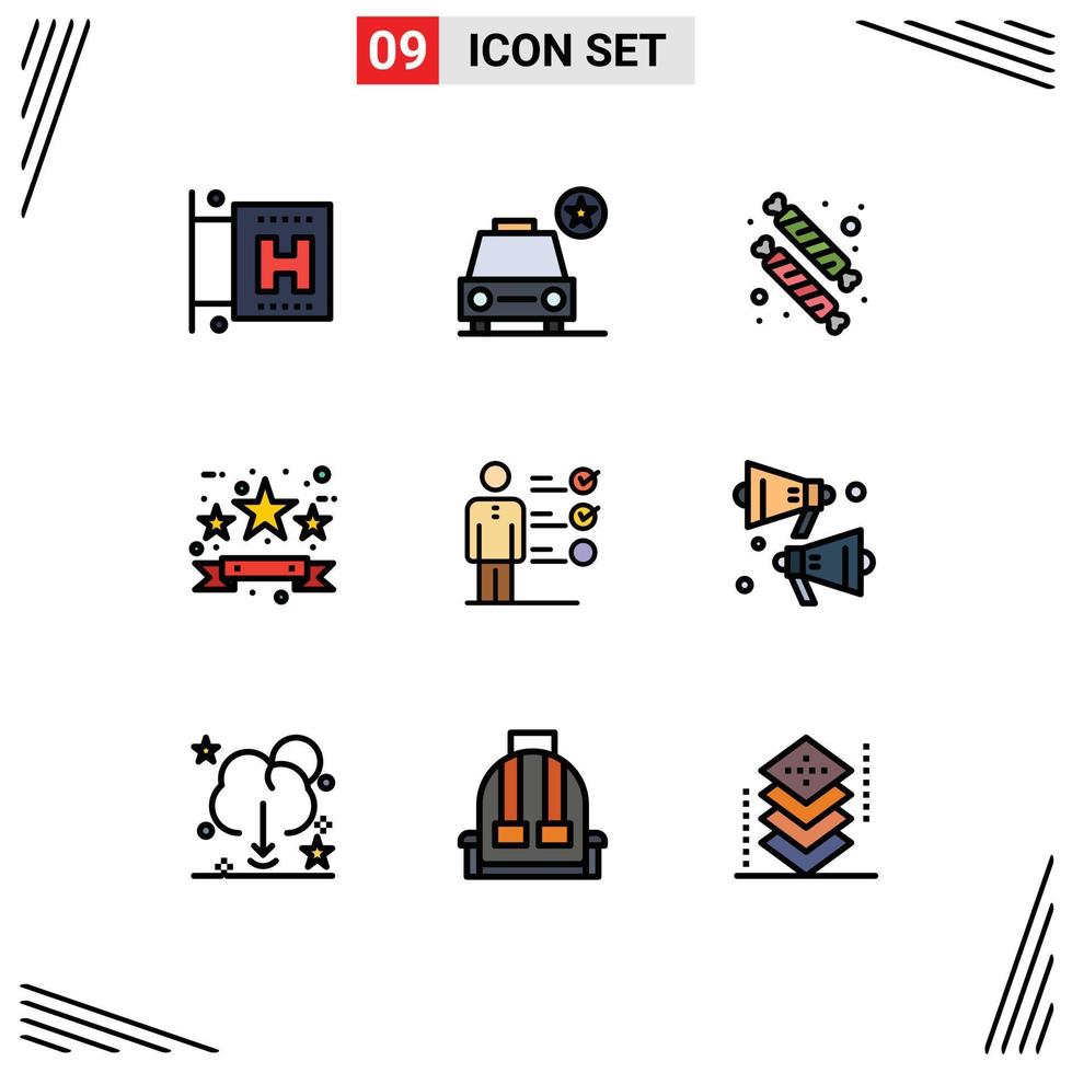 9 icônes créatives signes et symboles modernes de compétences professionnelles compétences professionnelles vente de bonbons tag commerce éléments de conception vectoriels modifiables vecteur
