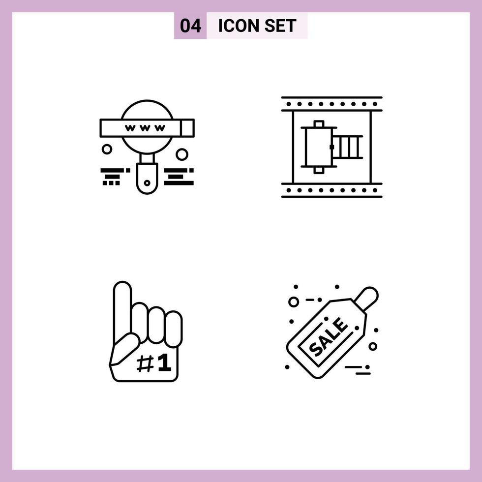 symboles d'icônes universels groupe de 4 couleurs plates de ligne de remplissage modernes de développement éléments de conception vectoriels modifiables en mousse de bande de film web fanatique vecteur