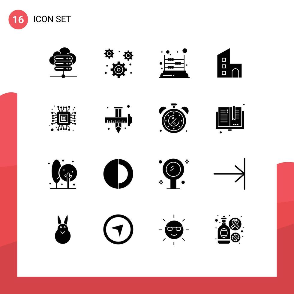 ensemble moderne de 16 glyphes et symboles solides tels que des éléments de conception vectoriels modifiables d'appartement de domaine pour enfants modernes à puce vecteur