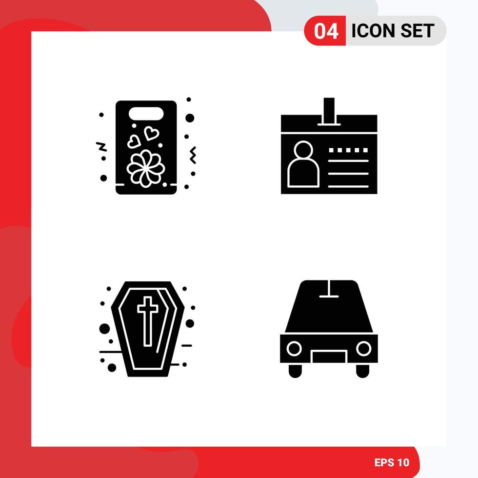 interface utilisateur pack de 4 glyphes solides de base de signe de fleur présent document halloween éléments de conception vectoriels modifiables vecteur