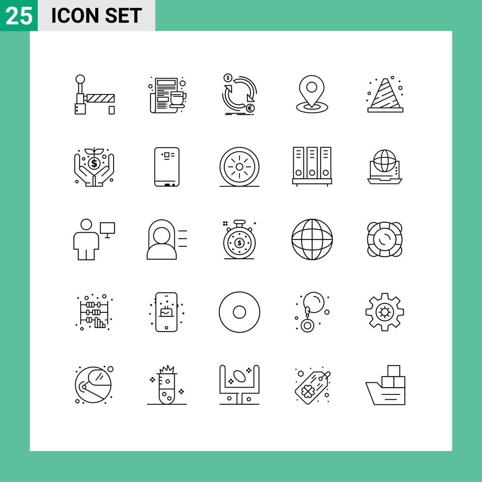 25 lignes vectorielles thématiques et symboles modifiables de la navigation dans les devises d'emplacement de bloc parcourez les éléments de conception vectoriels modifiables vecteur