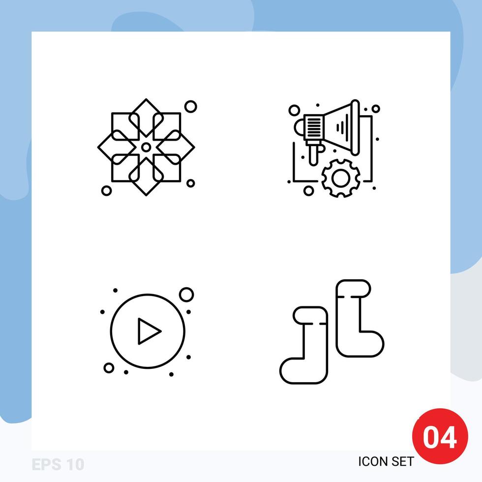 ensemble de 4 pack de couleurs plates de ligne commerciale pour les flèches de ruban tissu bouton numérique éléments de conception vectoriels modifiables vecteur