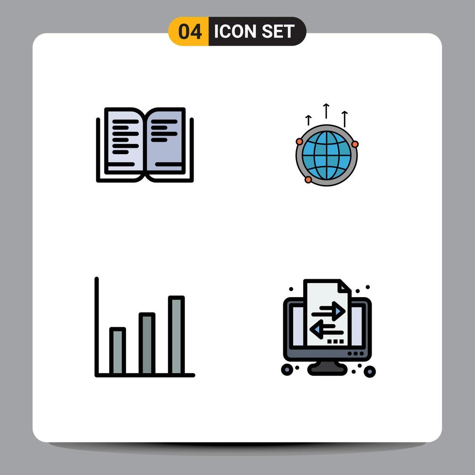 ensemble de 4 symboles d'icônes d'interface utilisateur modernes signes pour livre finance globe connexion éléments de conception vectoriels modifiables vecteur