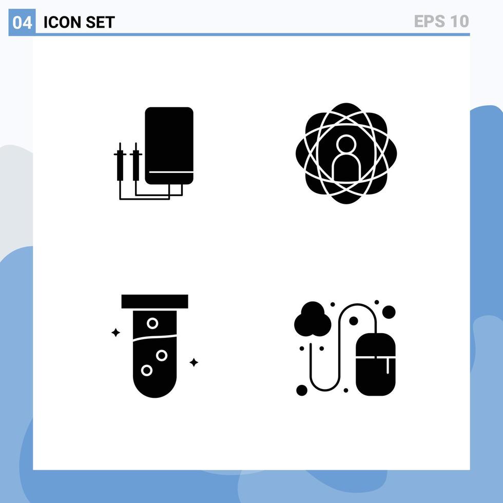 4 concept de glyphe solide pour les sites Web mobiles et applications compétences en voltmètre développement numérique éléments de conception vectoriels modifiables médicaux vecteur