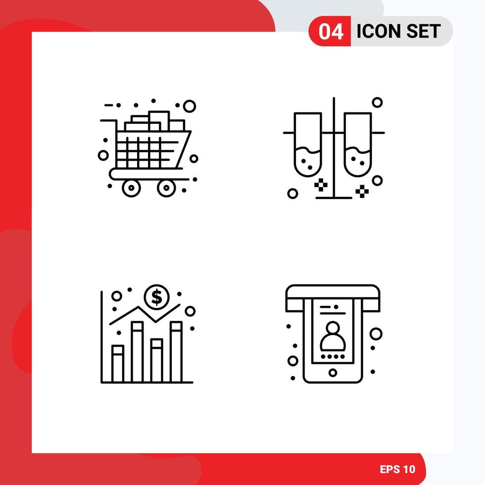 pack de 4 couleurs plates remplies créatives de cadeaux chariot numérique graphique de laboratoire éléments de conception vectoriels modifiables vecteur