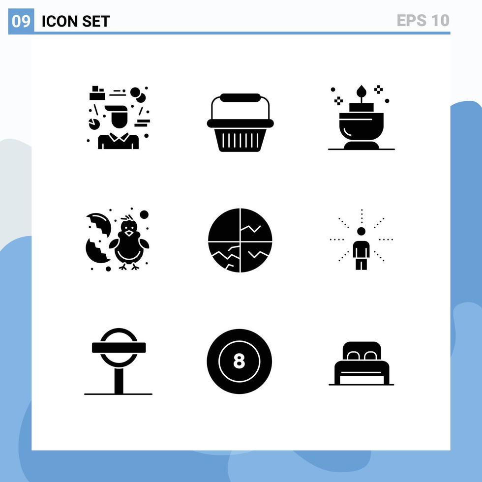 interface mobile glyphe solide ensemble de 9 pictogrammes de peau joyeux chariot pâques bébé éléments de conception vectoriels modifiables vecteur