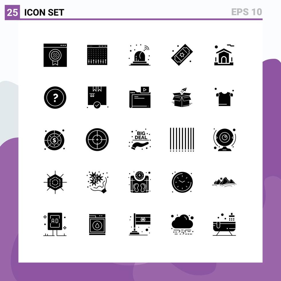 25 interface utilisateur pack de glyphes solides de signes et symboles modernes de billets de cinéma maison mixeur billets de cinéma billets de cinéma éléments de conception vectoriels modifiables vecteur